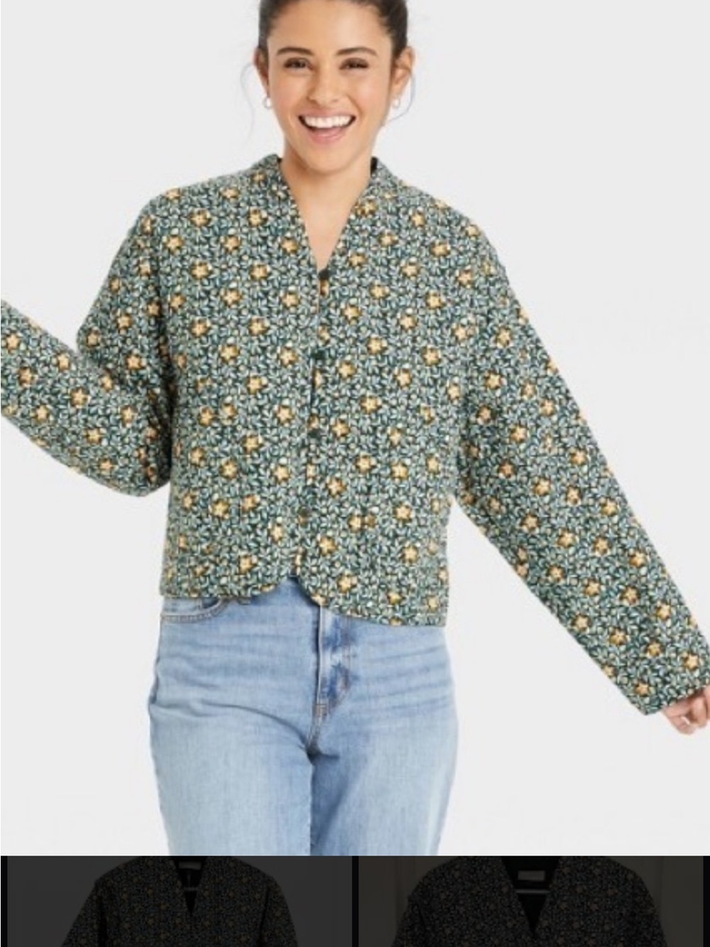Universal Thread Green Floral Button-Front Shirt